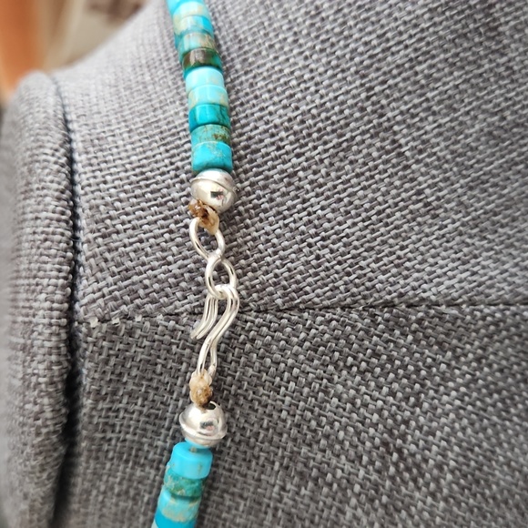 Stunning Native American Santo Domingo Handmade Turquoise Bead Necklace 💙🩵 - Picture 5 of 11